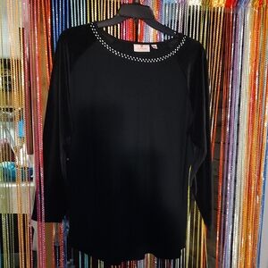 Quacker Factory Black Top with Silver Embellishments